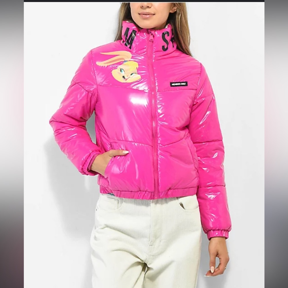 Member’s Only X Space Jam High Shine Pink Puffer Coat